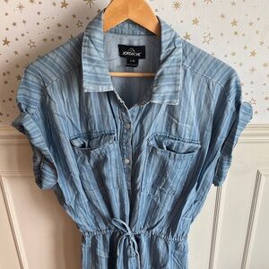Jordache Light Blue Striped Casual Shirt Dress